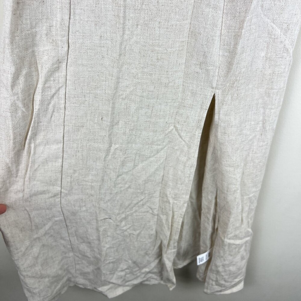 NWT Altar'd State Natural Beige Sadie Linen Slit Midi Dress - Picture 6 of 7